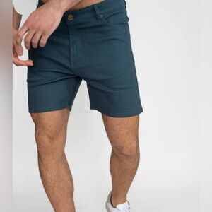 Pride Bunny Navy Blue Denim-like Rainbow Cuff Shorts Size 36 Vegan